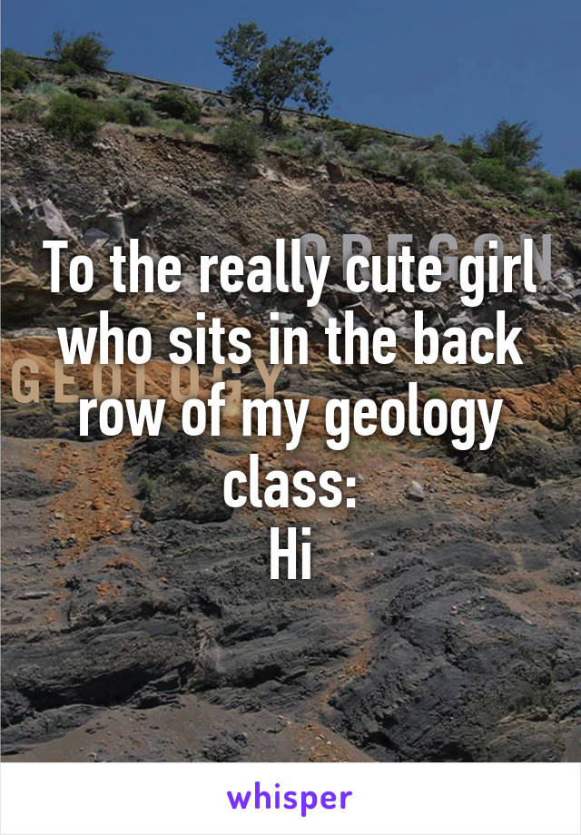 To the really cute girl who sits in the back row of my geology class:
Hi