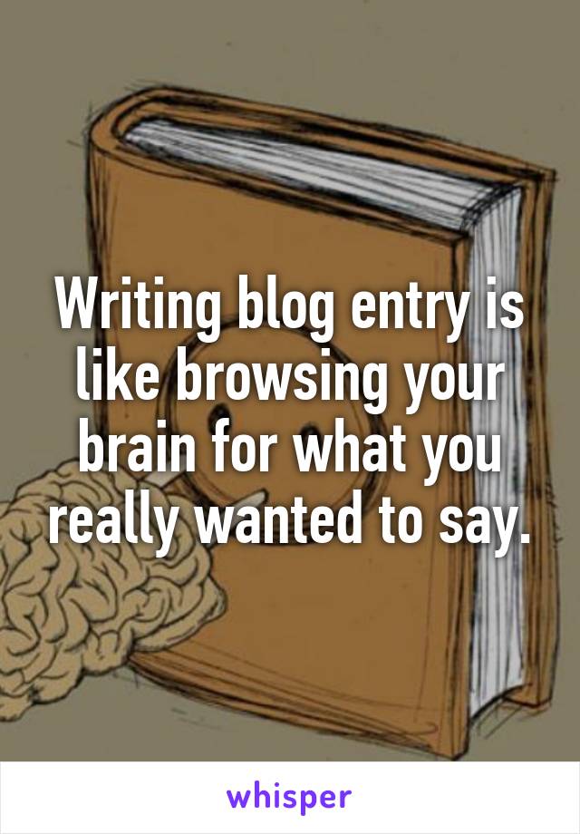 Writing blog entry is like browsing your brain for what you really wanted to say.