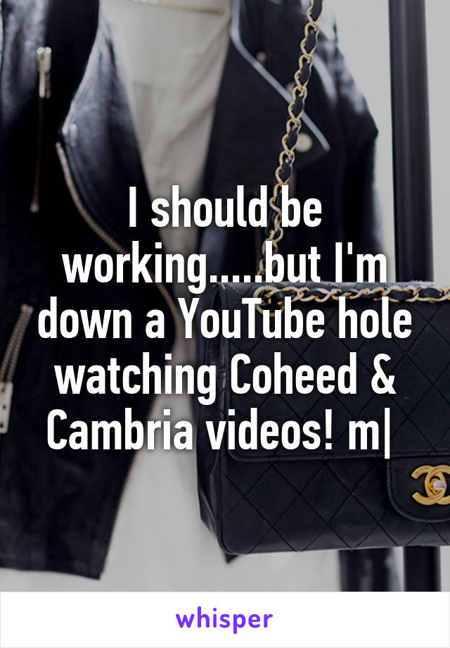 I should be working.....but I'm down a YouTube hole watching Coheed & Cambria videos! \m| 