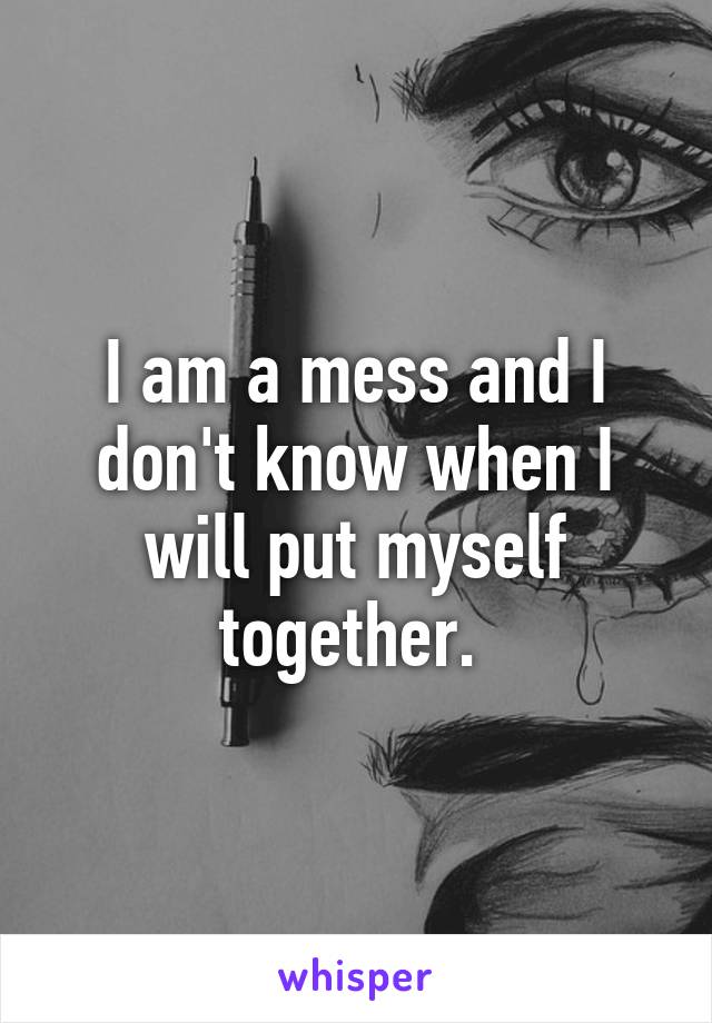 I am a mess and I don't know when I will put myself together. 