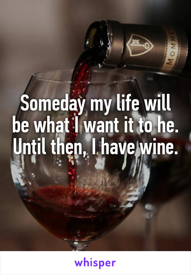 Someday my life will be what I want it to he. Until then, I have wine. 