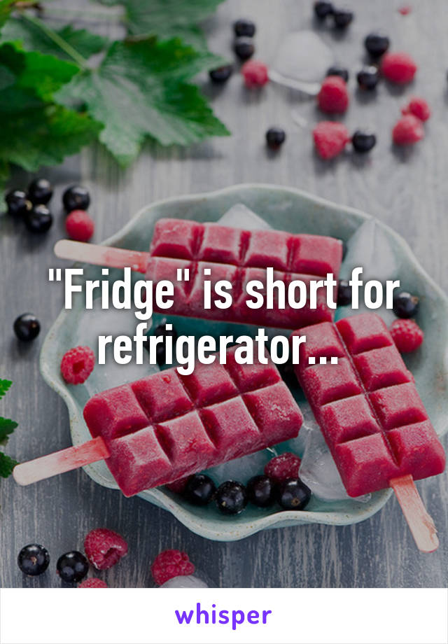 "Fridge" is short for refrigerator... 