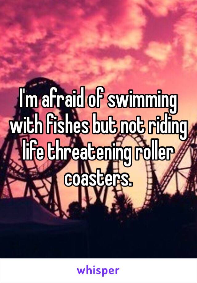 I'm afraid of swimming with fishes but not riding life threatening roller coasters.