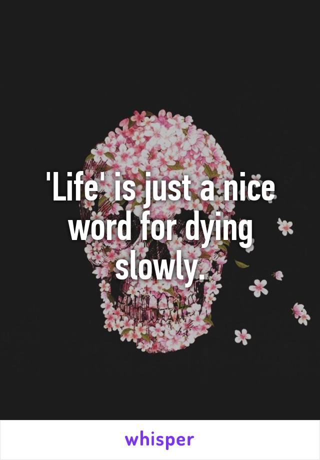 'Life' is just a nice word for dying slowly.