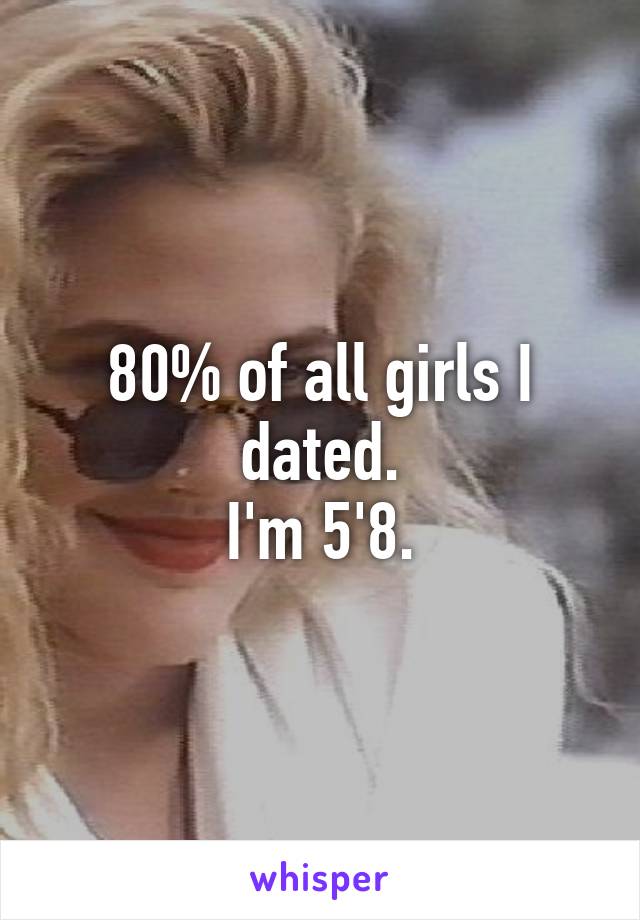 80% of all girls I dated.
I'm 5'8.