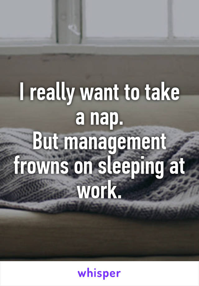 I really want to take a nap.
But management frowns on sleeping at work.