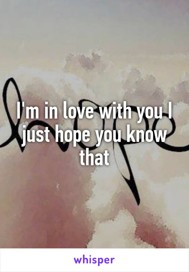 I'm in love with you I just hope you know that