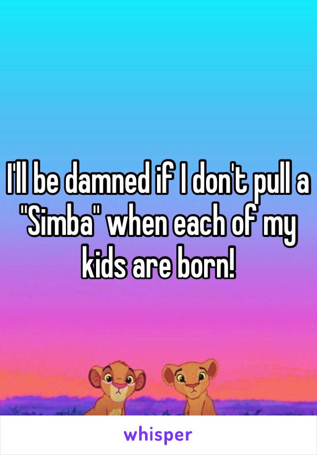 I'll be damned if I don't pull a "Simba" when each of my kids are born!