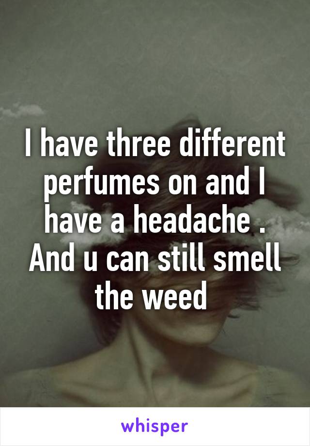 I have three different perfumes on and I have a headache . And u can still smell the weed 