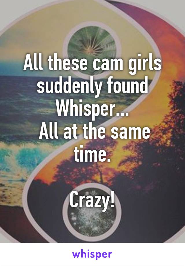 All these cam girls suddenly found Whisper...
 All at the same time.

Crazy!