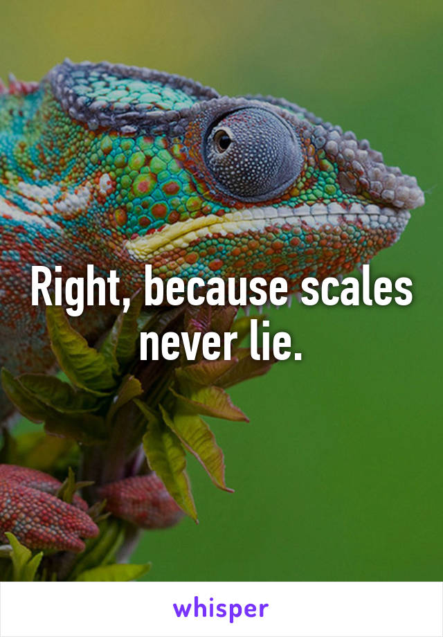 Right, because scales never lie.