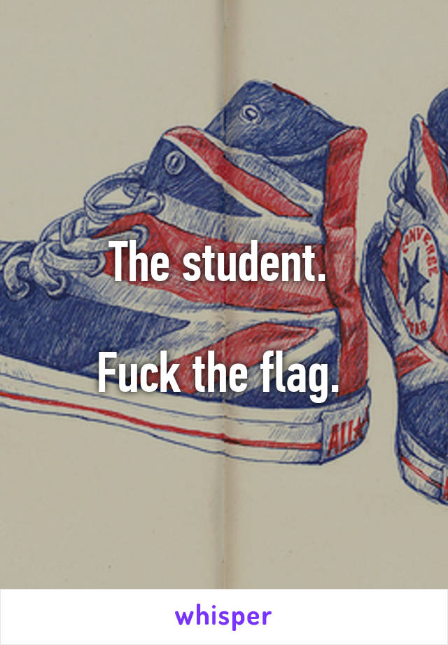 The student. 

Fuck the flag. 