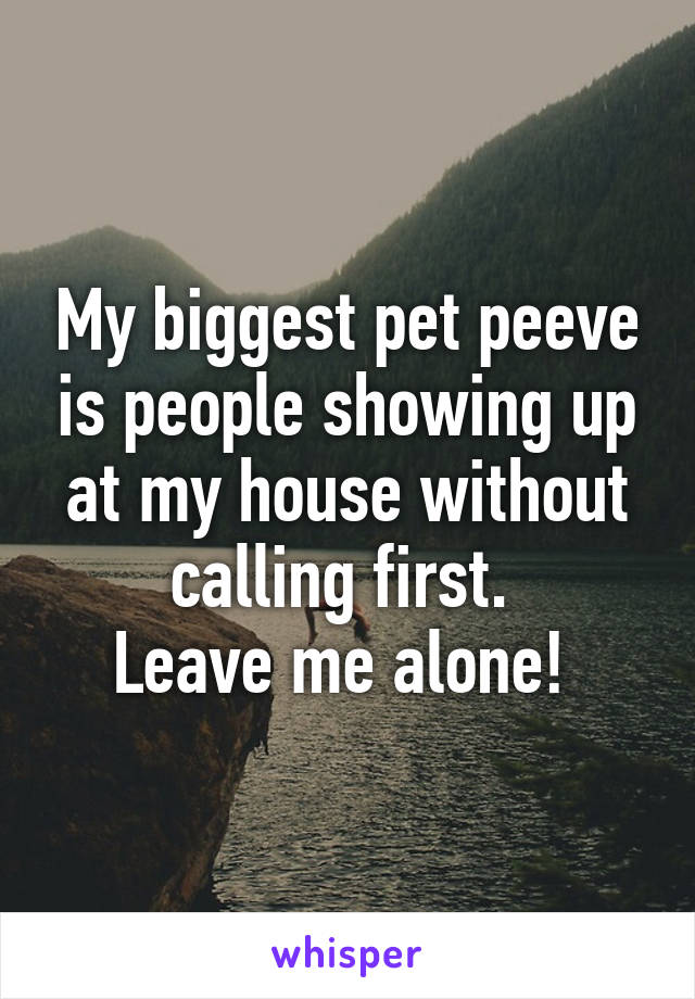 My biggest pet peeve is people showing up at my house without calling first. 
Leave me alone! 