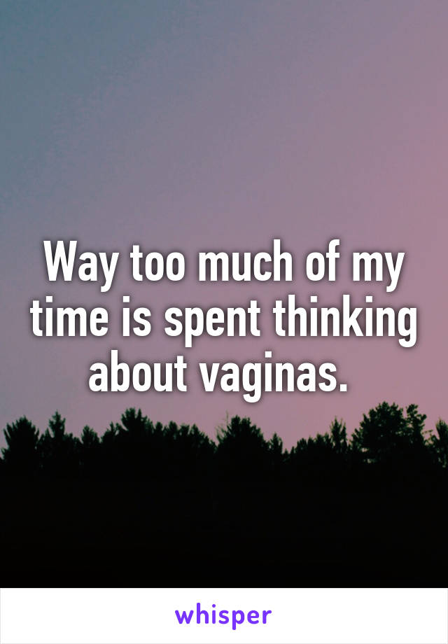 Way too much of my time is spent thinking about vaginas. 