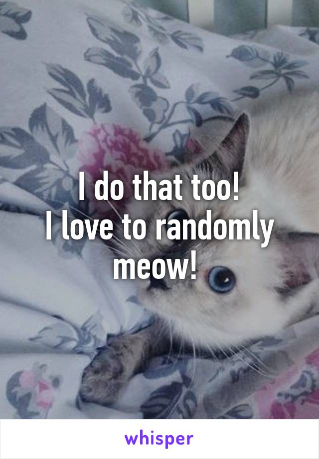 I do that too!
I love to randomly meow! 