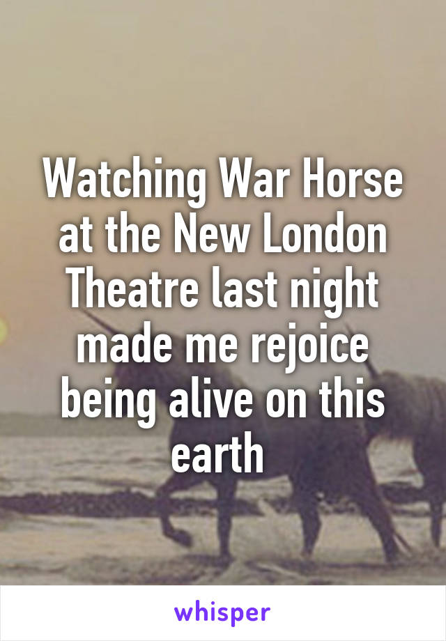 Watching War Horse at the New London Theatre last night made me rejoice being alive on this earth 