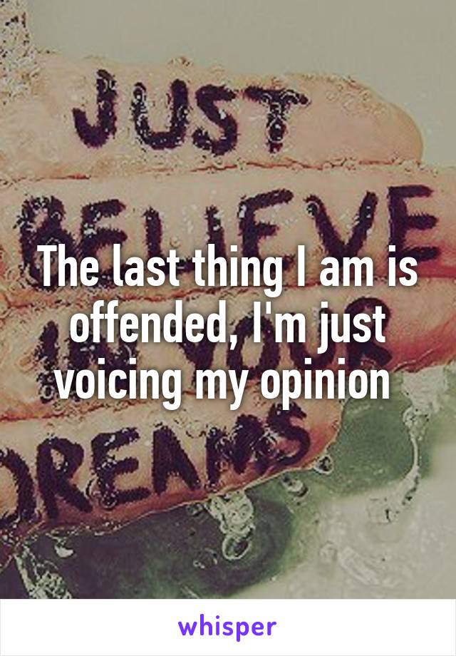 The last thing I am is offended, I'm just voicing my opinion 