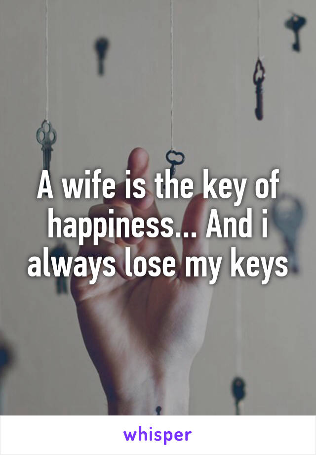 A wife is the key of happiness... And i always lose my keys