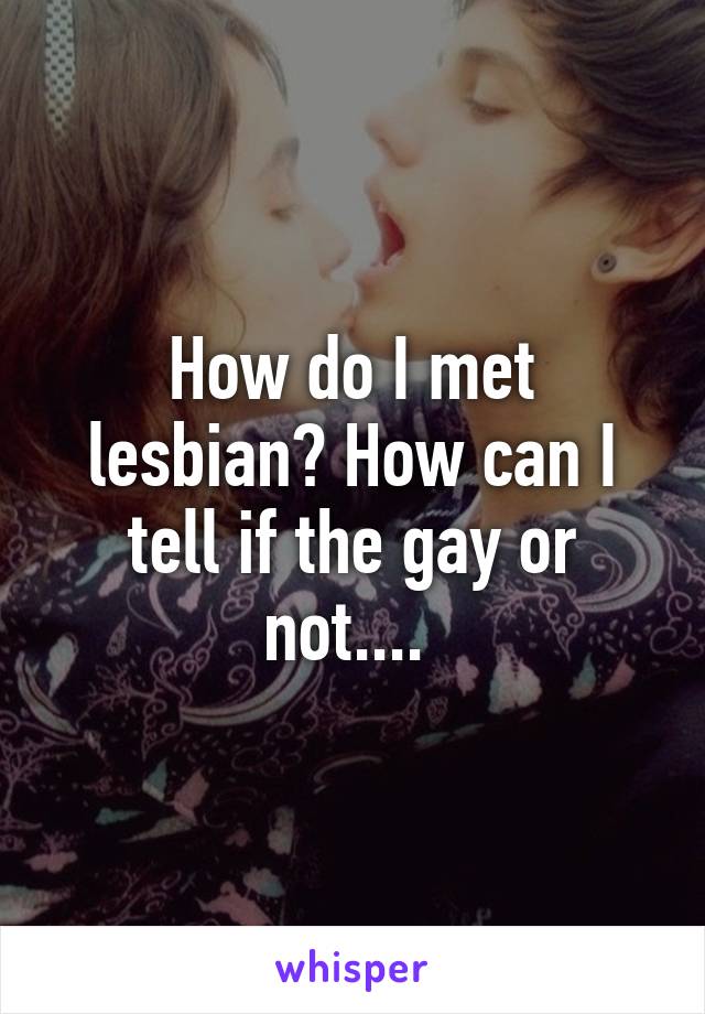 How do I met lesbian? How can I tell if the gay or not.... 