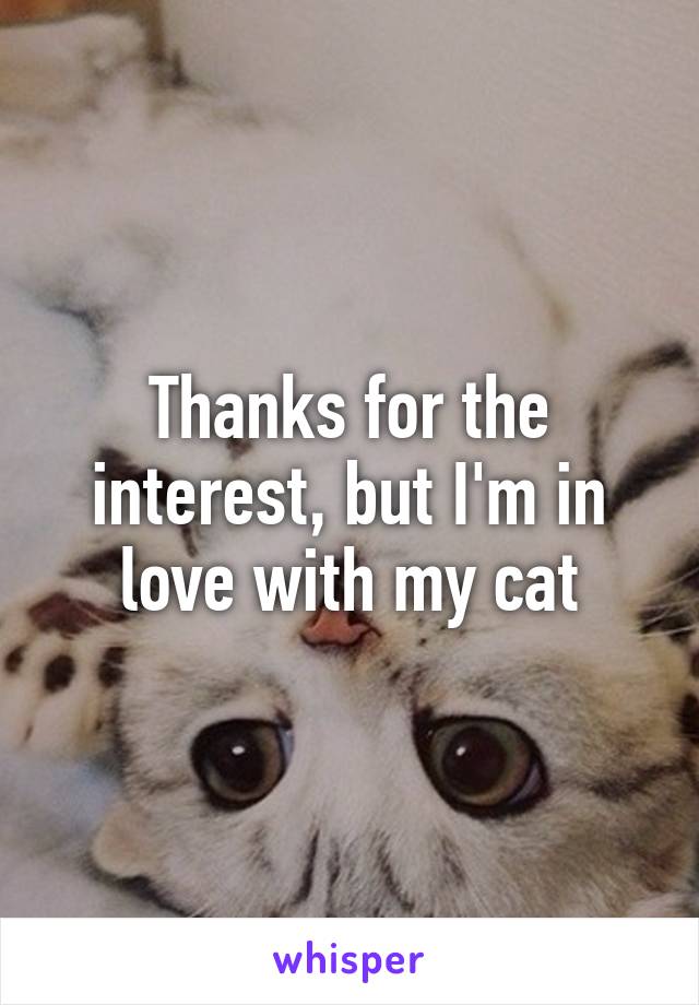 Thanks for the interest, but I'm in love with my cat