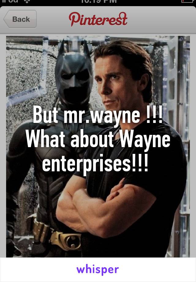 But mr.wayne !!! What about Wayne enterprises!!! 