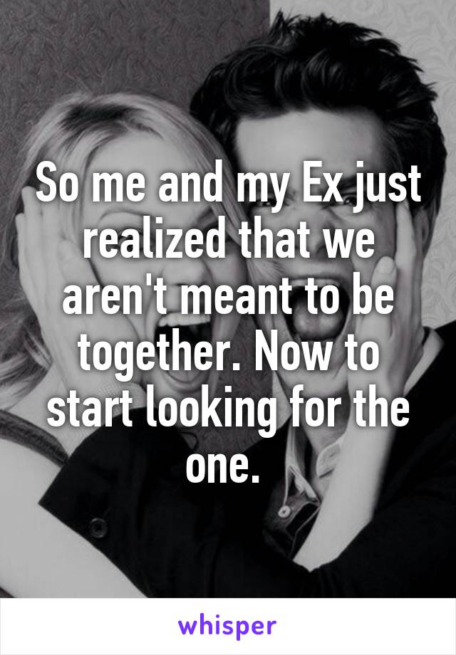 So me and my Ex just realized that we aren't meant to be together. Now to start looking for the one. 