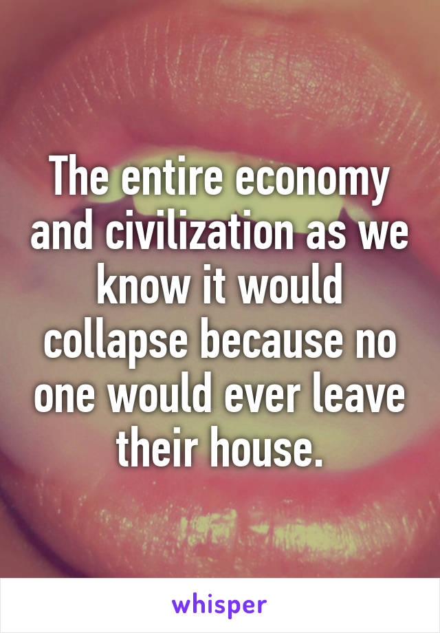 The entire economy and civilization as we know it would collapse because no one would ever leave their house.