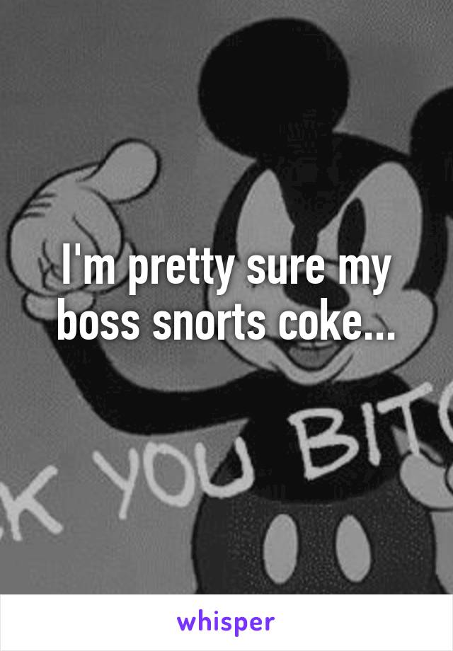 I'm pretty sure my boss snorts coke...
