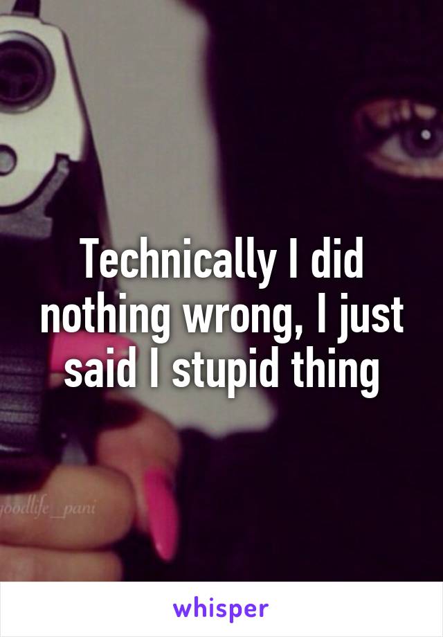 Technically I did nothing wrong, I just said I stupid thing