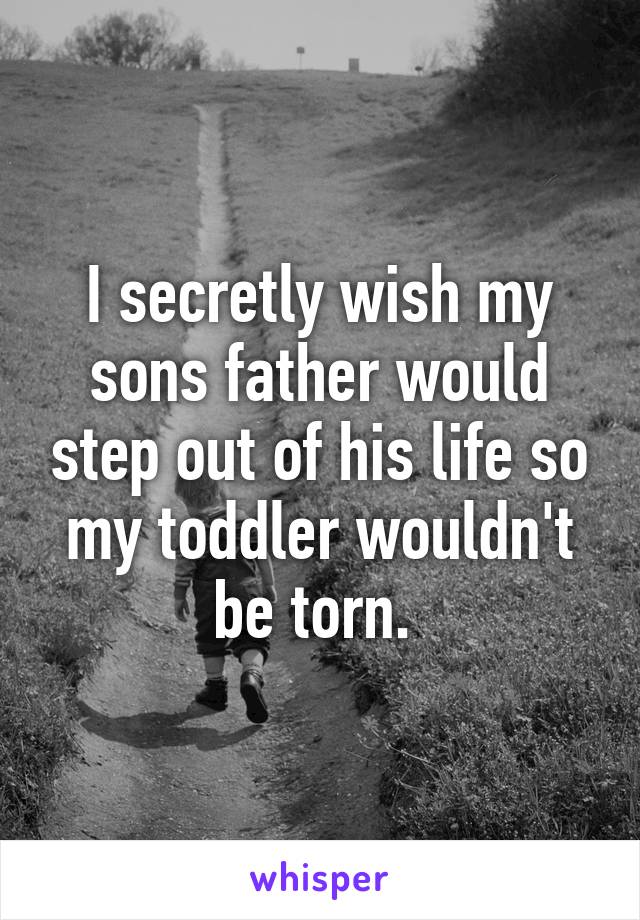 I secretly wish my sons father would step out of his life so my toddler wouldn't be torn. 