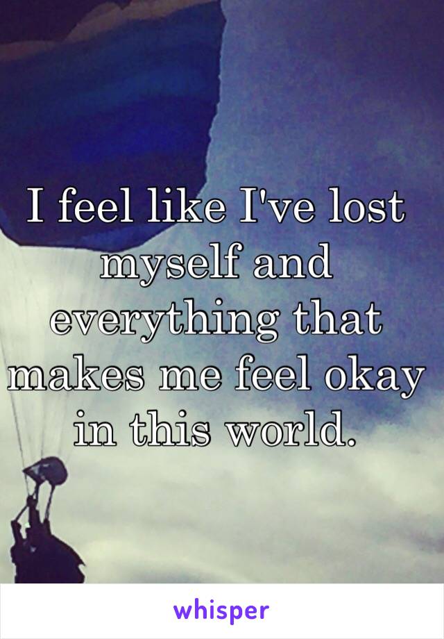 I feel like I've lost myself and everything that makes me feel okay in this world. 