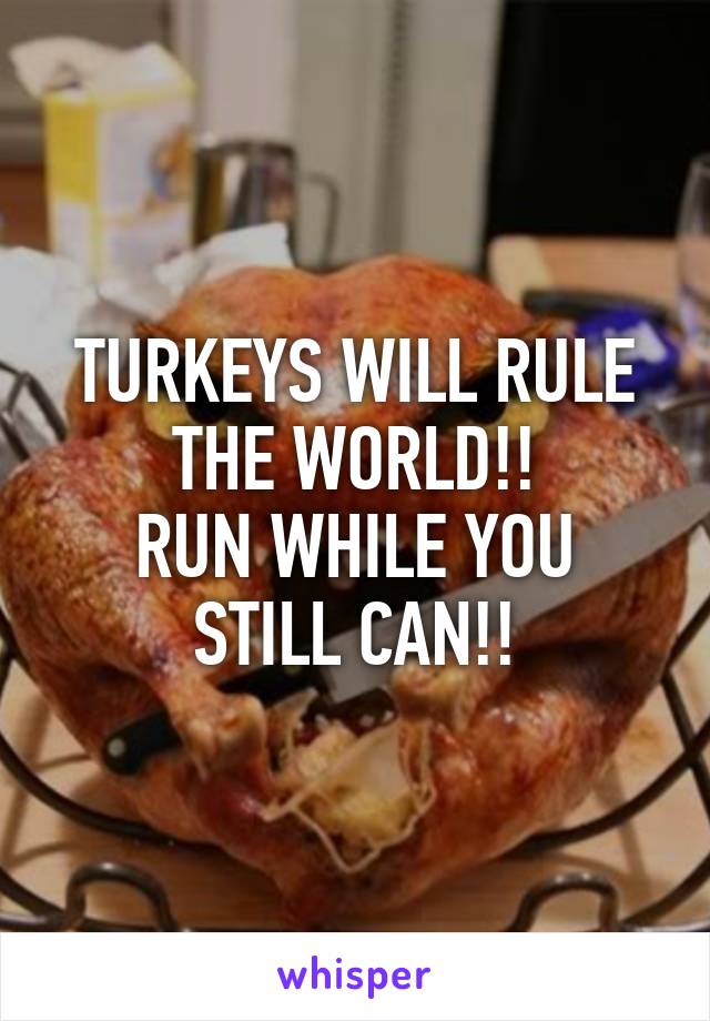 TURKEYS WILL RULE THE WORLD!!
RUN WHILE YOU STILL CAN!!