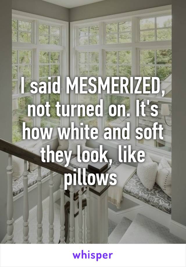 I said MESMERIZED, not turned on. It's how white and soft they look, like pillows 