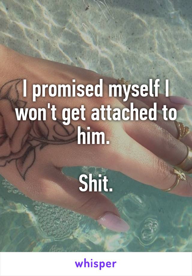 I promised myself I won't get attached to him. 

Shit.