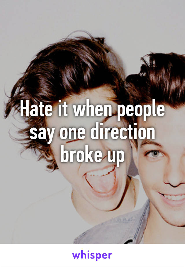 Hate it when people say one direction broke up