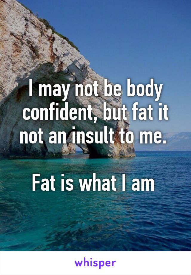 I may not be body confident, but fat it not an insult to me. 

Fat is what I am 