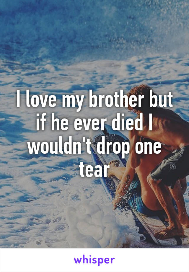 I love my brother but if he ever died I wouldn't drop one tear