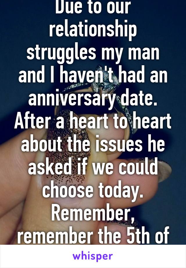 Due to our relationship struggles my man and I haven't had an anniversary date. After a heart to heart about the issues he asked if we could choose today. Remember, remember the 5th of November ;)