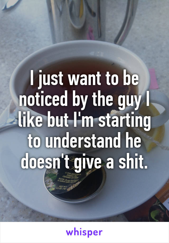 I just want to be noticed by the guy I like but I'm starting to understand he doesn't give a shit.