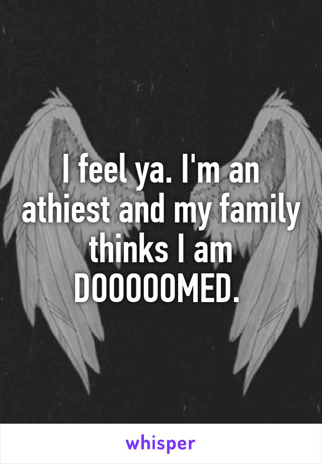 I feel ya. I'm an athiest and my family thinks I am DOOOOOMED. 