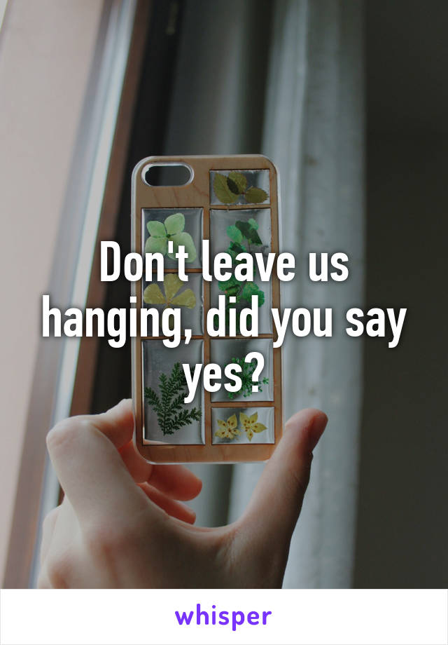 Don't leave us hanging, did you say yes?