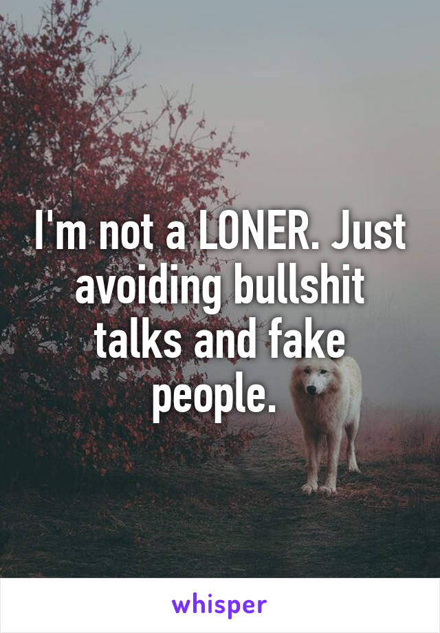 I'm not a LONER. Just avoiding bullshit talks and fake people. 