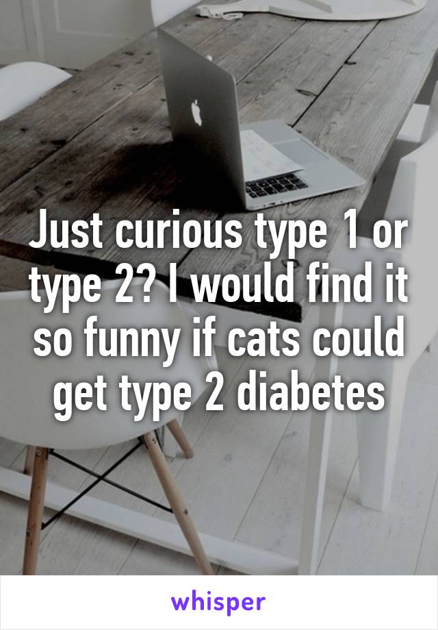 Just curious type 1 or type 2? I would find it so funny if cats could get type 2 diabetes