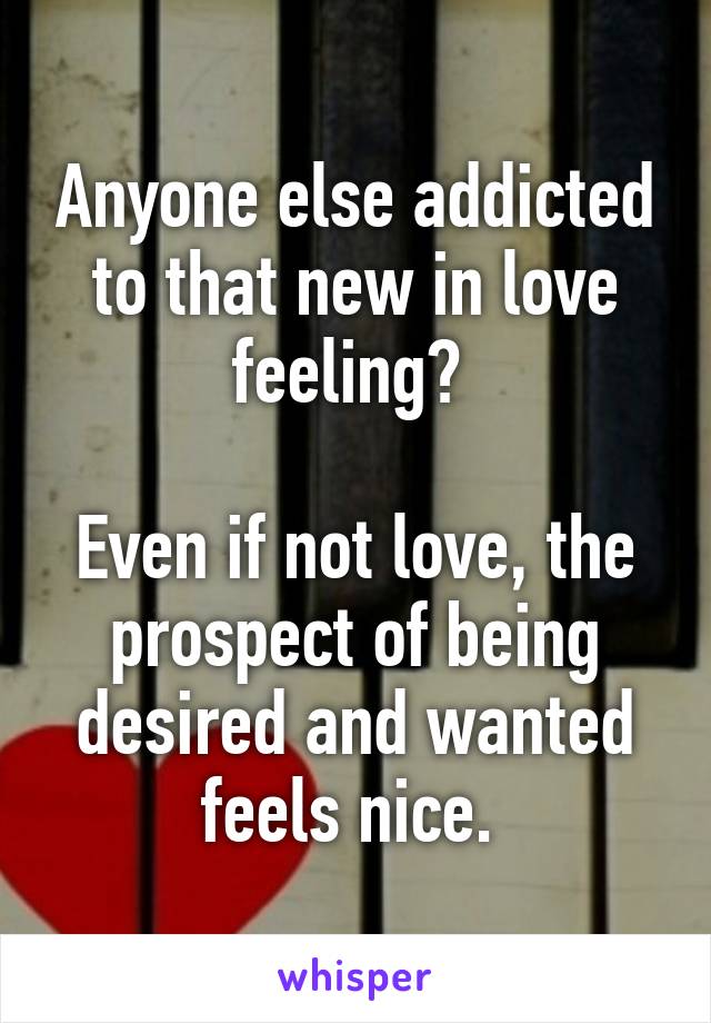 Anyone else addicted to that new in love feeling? 

Even if not love, the prospect of being desired and wanted feels nice. 