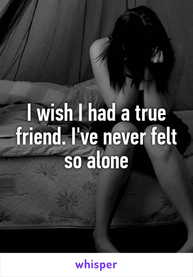 I wish I had a true friend. I've never felt so alone