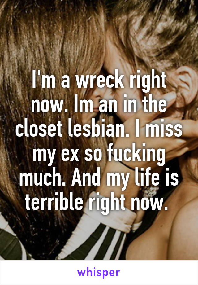 I'm a wreck right now. Im an in the closet lesbian. I miss my ex so fucking much. And my life is terrible right now. 