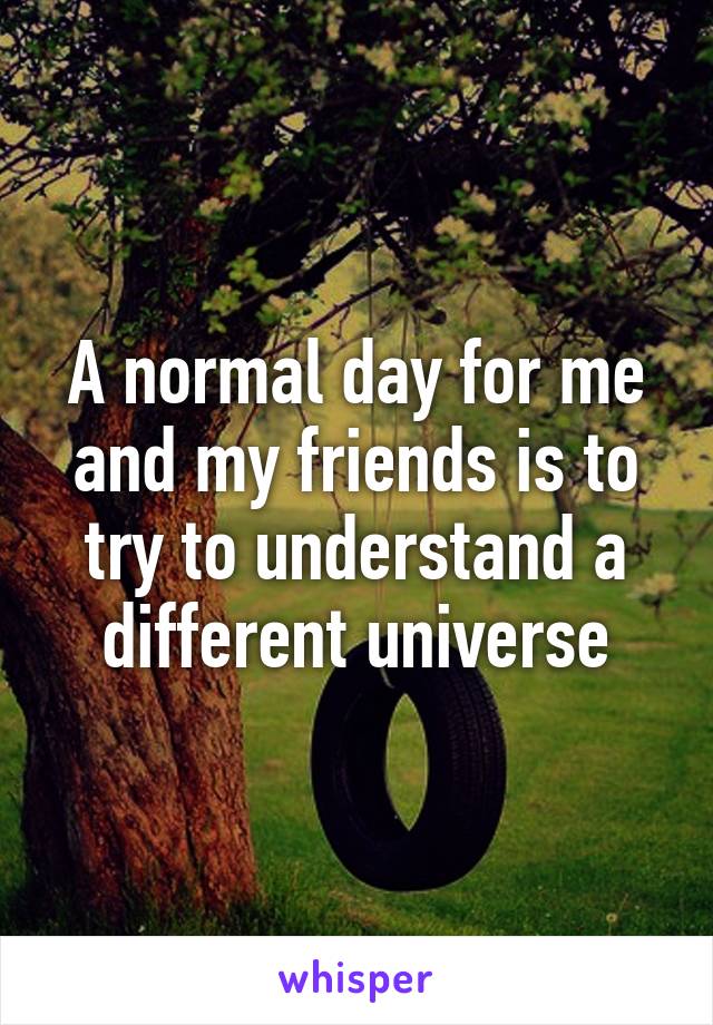 A normal day for me and my friends is to try to understand a different universe