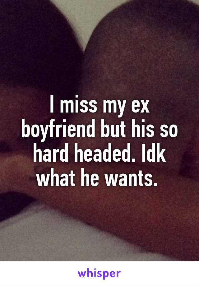 I miss my ex boyfriend but his so hard headed. Idk what he wants. 