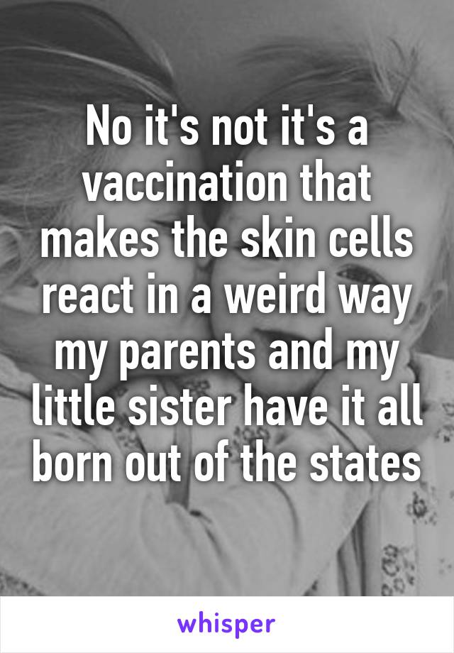 No it's not it's a vaccination that makes the skin cells react in a weird way my parents and my little sister have it all born out of the states 