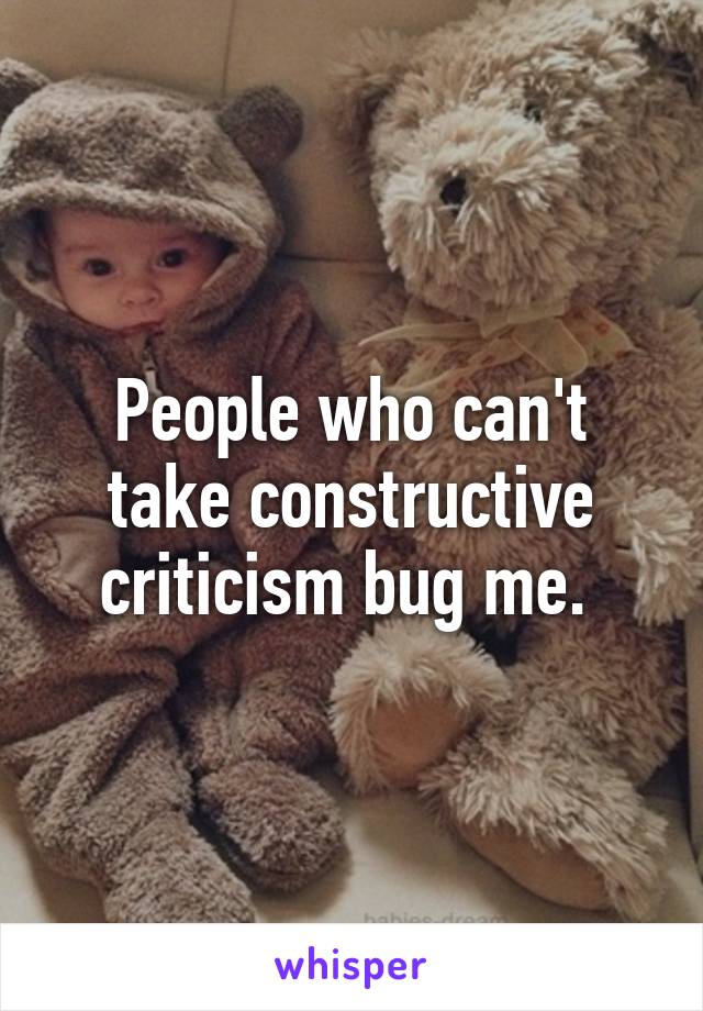 People who can't take constructive criticism bug me. 